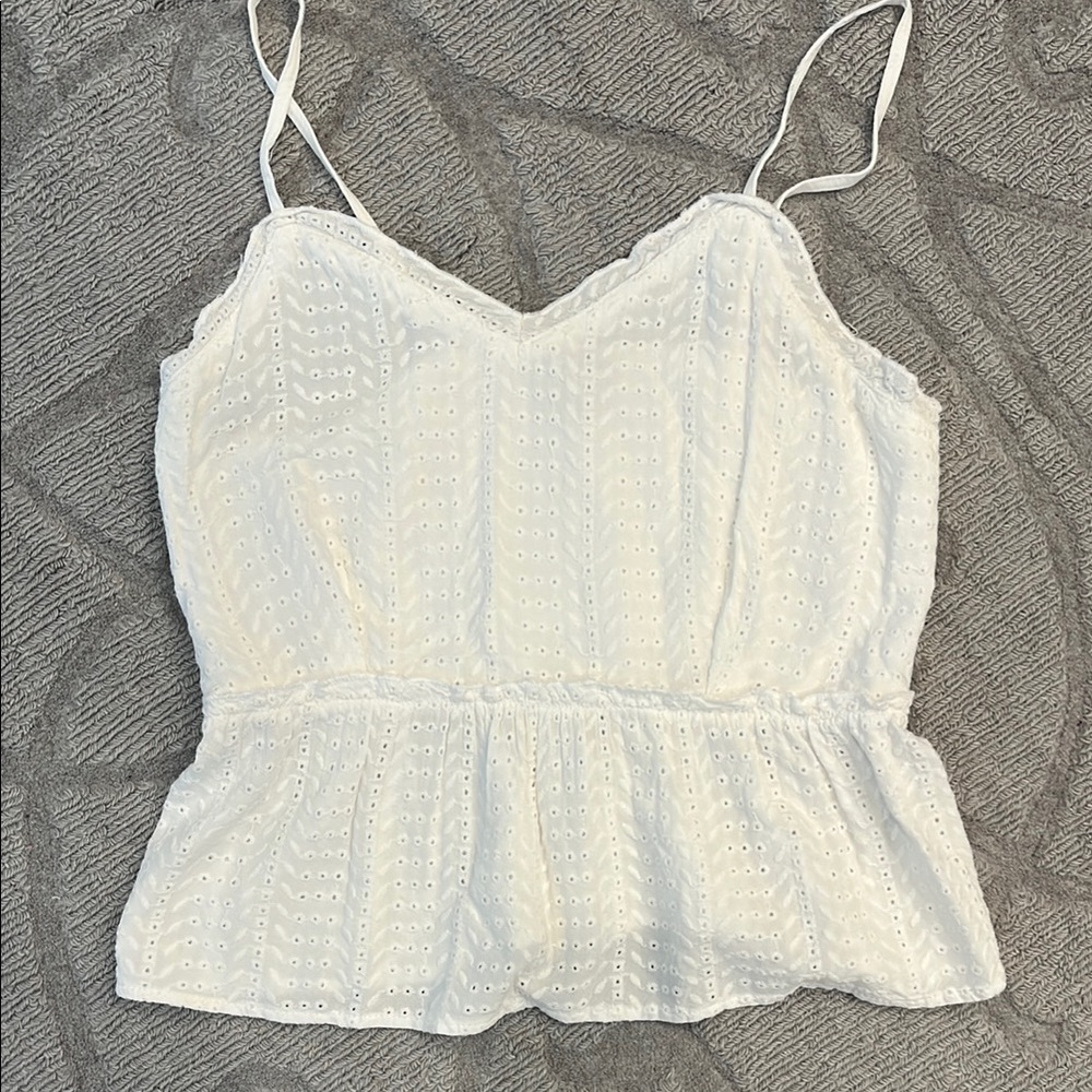 White Cotton Peplum Camisole Top Size M